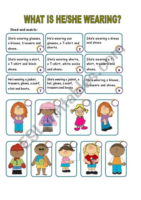 What Is Heshe Wearing Esl Worksheet By Danagrad