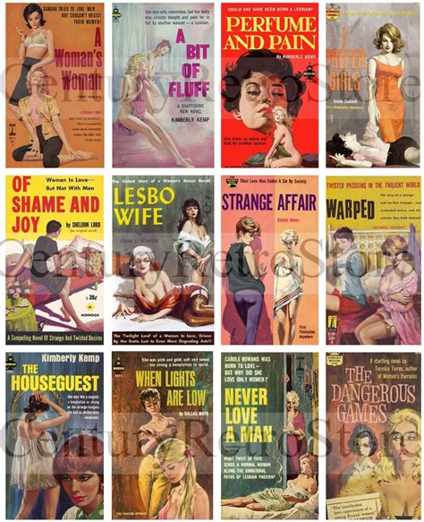 Lesbian Pulp Fiction Cover Art Digital Printable Collage Sheet Retro