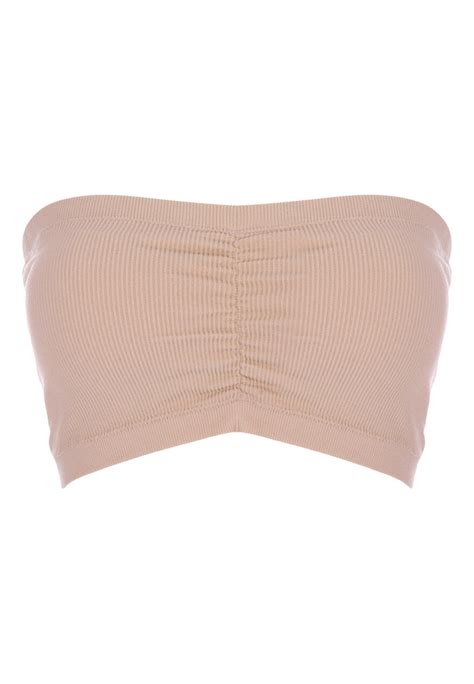 Womens Rib Nude Bandeau Peacocks