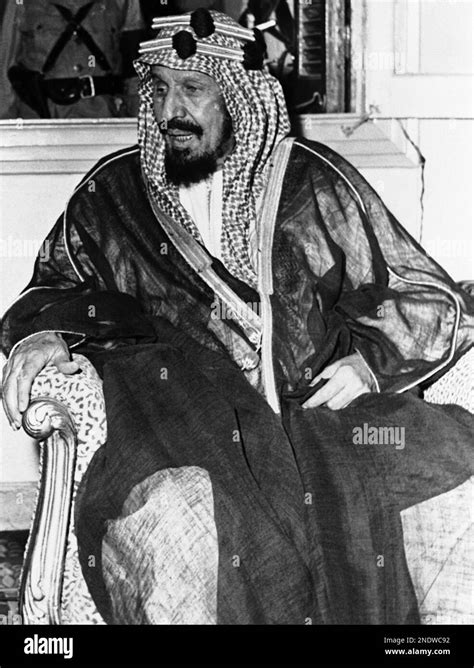 King of Saudi Arabia Abdul Aziz Ibn Saud entertains pilgrams to a traditional dinner, unseen ...