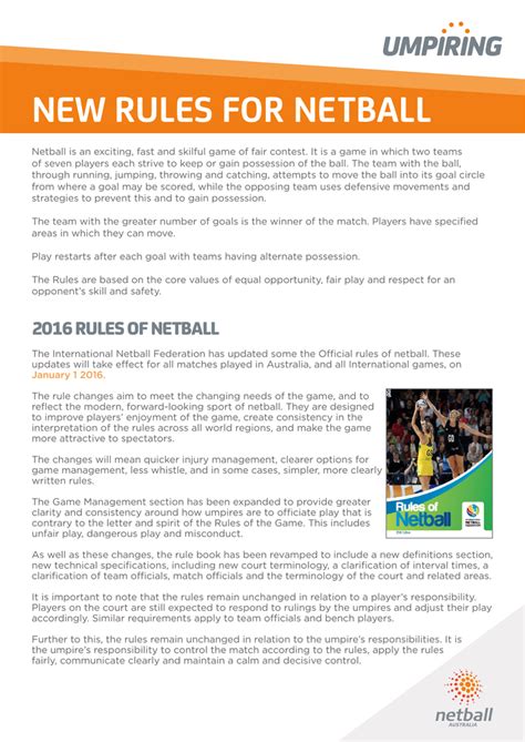 New Rules For Netball