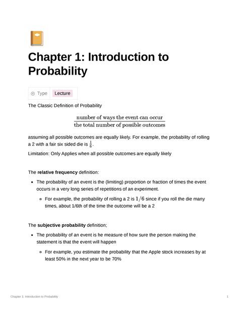 Chapter 1 Introduction To Probability Chapter 1 Introduction To