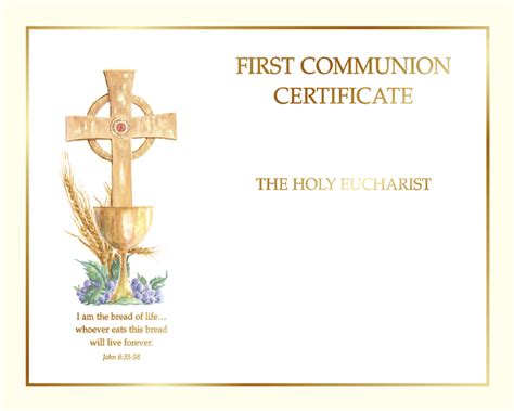 First Communion Certificate Template