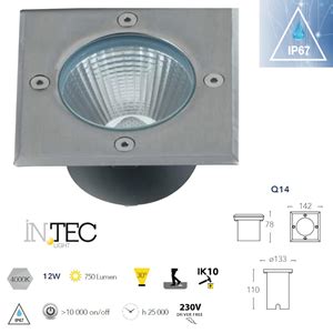 Faretto Segnapasso Led Quadrato Calpestabile Da Esterno 12W 750LM 4000K