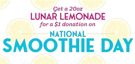 Planet Smoothie Lunar Lemonade For 1 Donation On National Smoothie