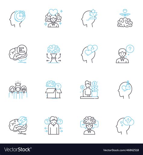 Cognitive Healing Linear Icons Set Neuroscience Vector Image