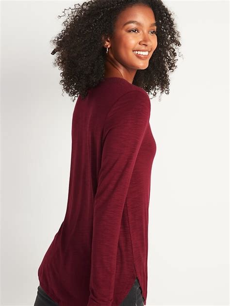 Luxe Slub Knit Long Sleeve Tunic Tee Old Navy