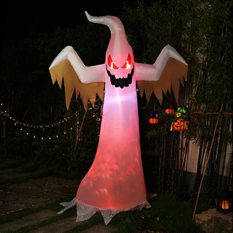 The Holiday Aisle Halloween Inflatable LED White Ghost With Red Eyes