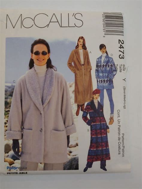 Mccalls Misses Unlined Coat Or Jacket Pattern Sz Sm Med Lg