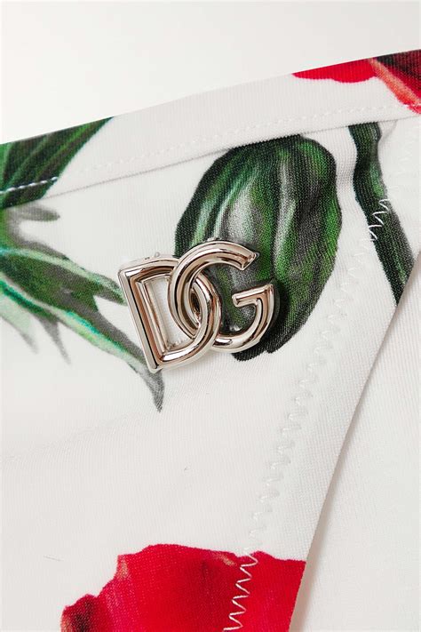 Red Floral Print Triangle Halterneck Bikini Dolce Gabbana Net A Porter