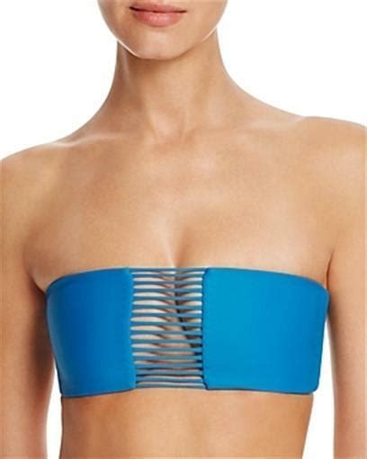 Mikoh Women Sunset Skinny String Bandeau Bikini Top Blue Size