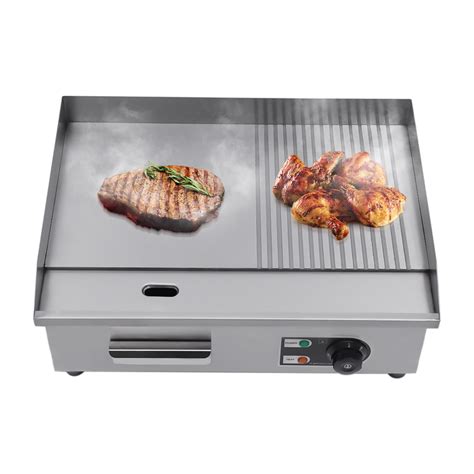 1600W 22 Electric Griddle Flat Top Grill Hot Plate BBQ Countertop Commercial For Pan Fried