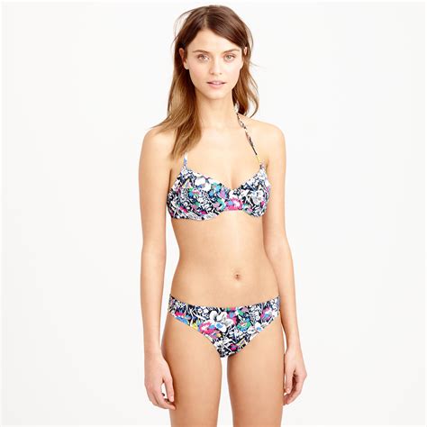 J Crew Dd Cup Demi Underwire Halter Bikini Top In Liberty Santa Maria