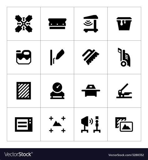 Set Icons Of Screen Printing Royalty Free Vector Image