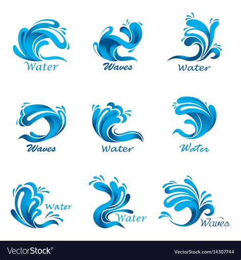 Waves Splash And Ocean Or Sea Liquid Royalty Free Vector