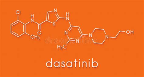 Dasatinib Cancer Drug Molecule Skeletal Formula Stock Illustration