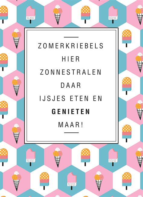 Zomerkaart Zomerkriebels Zonnestralen Ijsjes Eten Genieten Hallmark