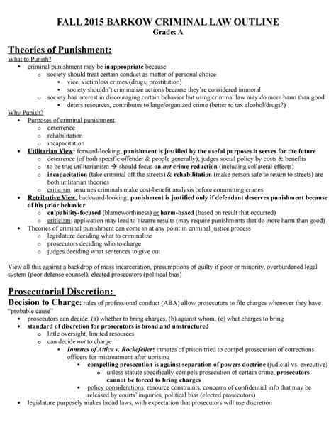 Crim Barkow 2015 Full Criminal Law Outline FALL 2015 BARKOW