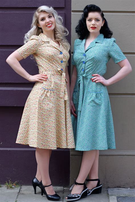 1940s Style Day Dresses Tara Starlet 40s Style Dresses Vintage Dress 40s Summer Fashion