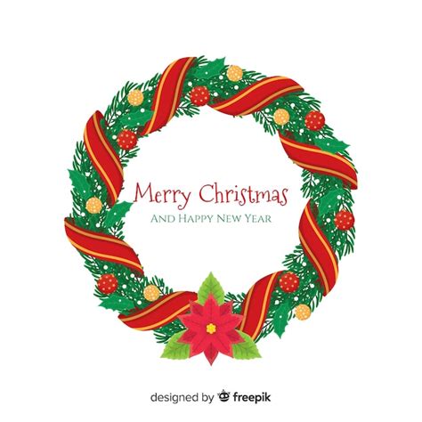 Free Vector Lovely Christmas Floral Wreath