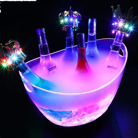 Transparent Acrylic Barrel Luminous Ice Cube Storage Buckets Bar Beer