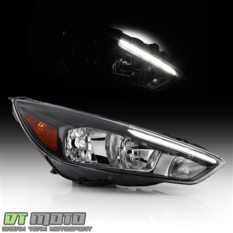 Ford Focus Halogen Black W Led Drl Headlight Headlamp