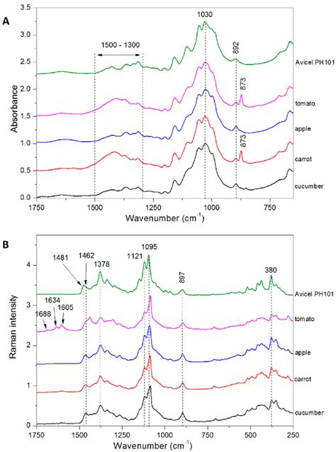 Ftir A And Raman B Spectra Of Cellulose Isolated From Tomato