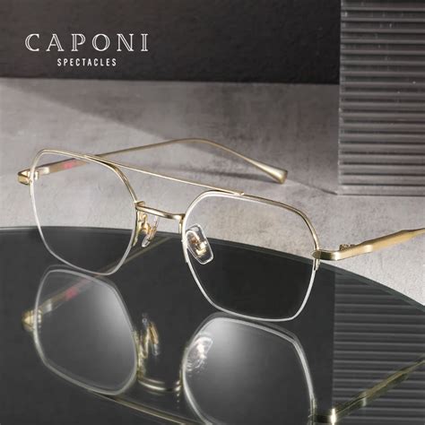 Caponi Pure Titanium Glasses Frame Men Light Weight Half Frame