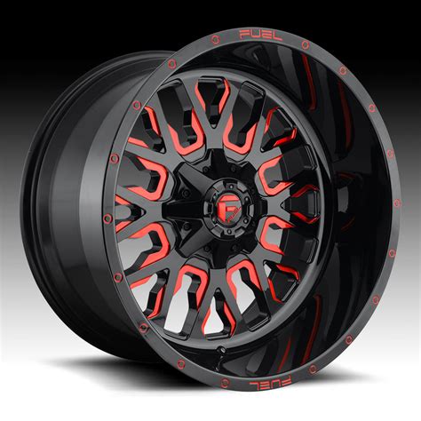 Fuel Stroke D612 Black Milled Red Tint Custom Wheels Rims Stroke