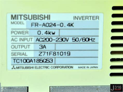 2456 Mitsubishi Freqrol A024 Inverter W Parameter Unit Fr Pu03 Fr A024