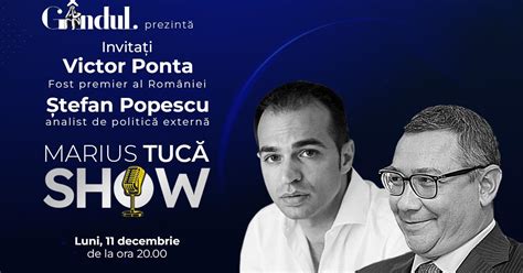 Marius Tucă Show începe luni 11 decembrie de la ora 20 00 live pe