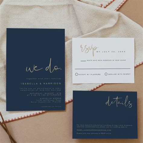 CAITLIN Elegant Navy And Gold Photo Wedding Invitation Zazzle