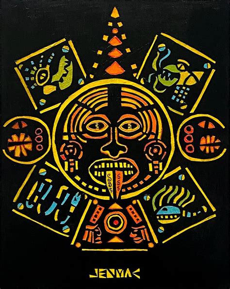 Aztec Sun God Drawing