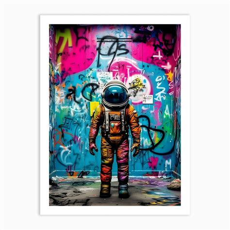 Astronaut Graffiti Art Print by KunStudio - Fy