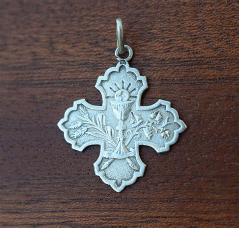 Sterling Silver Maltese Cross Medal French Religious Antique