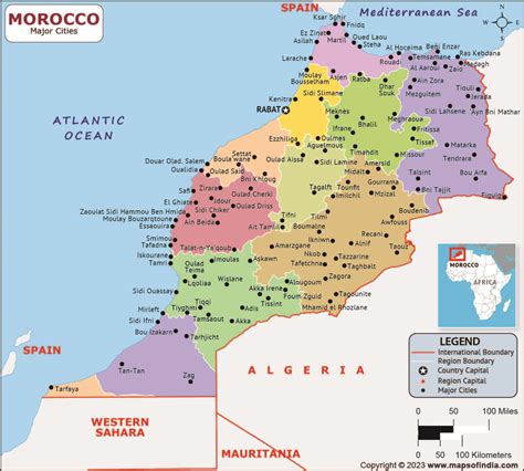 Morocco Major Cities Map List Of Major Cities In Different States Of