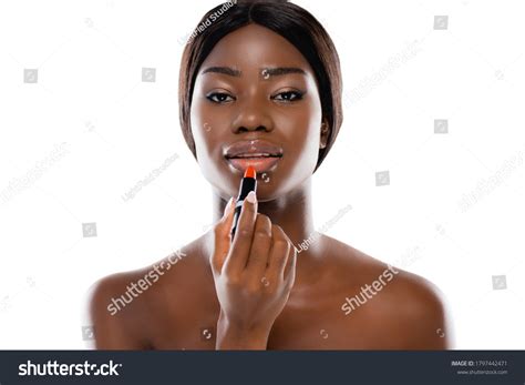 African American Naked Woman Applying Lipstick Stock Photo 1797442471 Shutterstock
