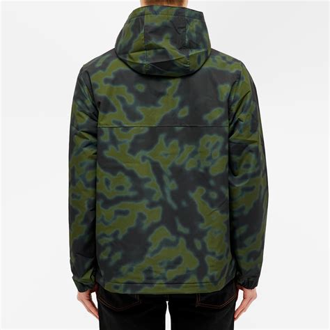 Carhartt Wip Fleece Lined Nimbus Pullover Jacket Camo Blur And Green