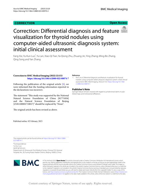 Pdf Correction Differential Diagnosis And Feature Visualization For