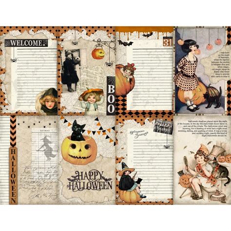 Halloween Junk Journal Kit Printable Of 36 Sheets Boo Spooky Etsy