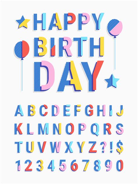 Sliced Striped Geometric Font With Text Happy Birthday 251499 Vector ...