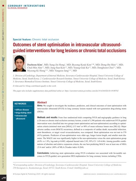 PDF Outcomes Of Stent Optimisation In Intravascular Ultrasound Guided