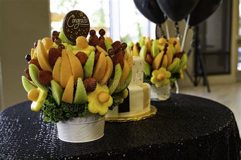 Edible Fruit Basket Arrangement with a Variety of Fruits Stock Photo ...