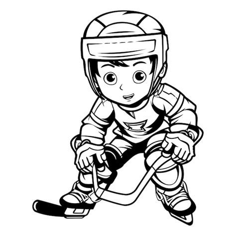 Premium Vector Ice Hockey Player With Helmet And Skates Black And