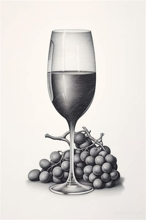 Premium AI Image | A drawing of a glass of wine with grapes on it