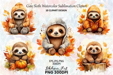 Cute Sloth Watercolor Sublimation Graphic By Likhon Art Creative Fabrica