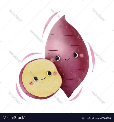 Cute Sweet Potato Cartoon Character Royalty Free Vector