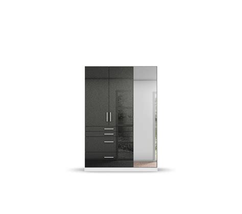 Armoire Portes Tiroirs L Cm Perla Blanc Et Gris Brillant