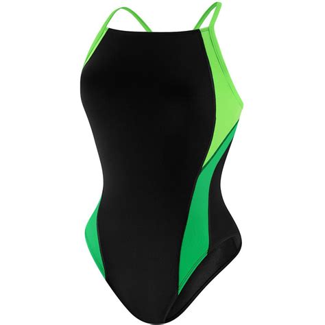 Speedo Launch Splice Cross Back Youth Green Girls Swimwear