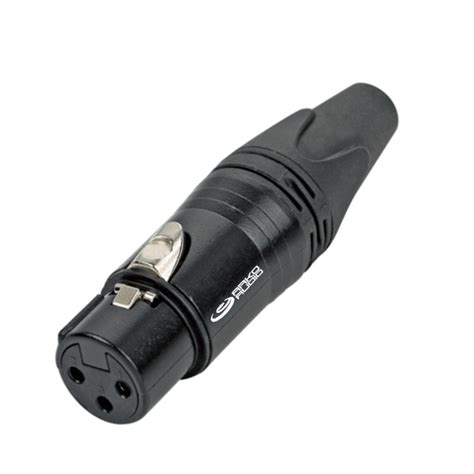 Conector Xlr F Mea De Linha Pinos Preto Pinos Folhados Em Ouro